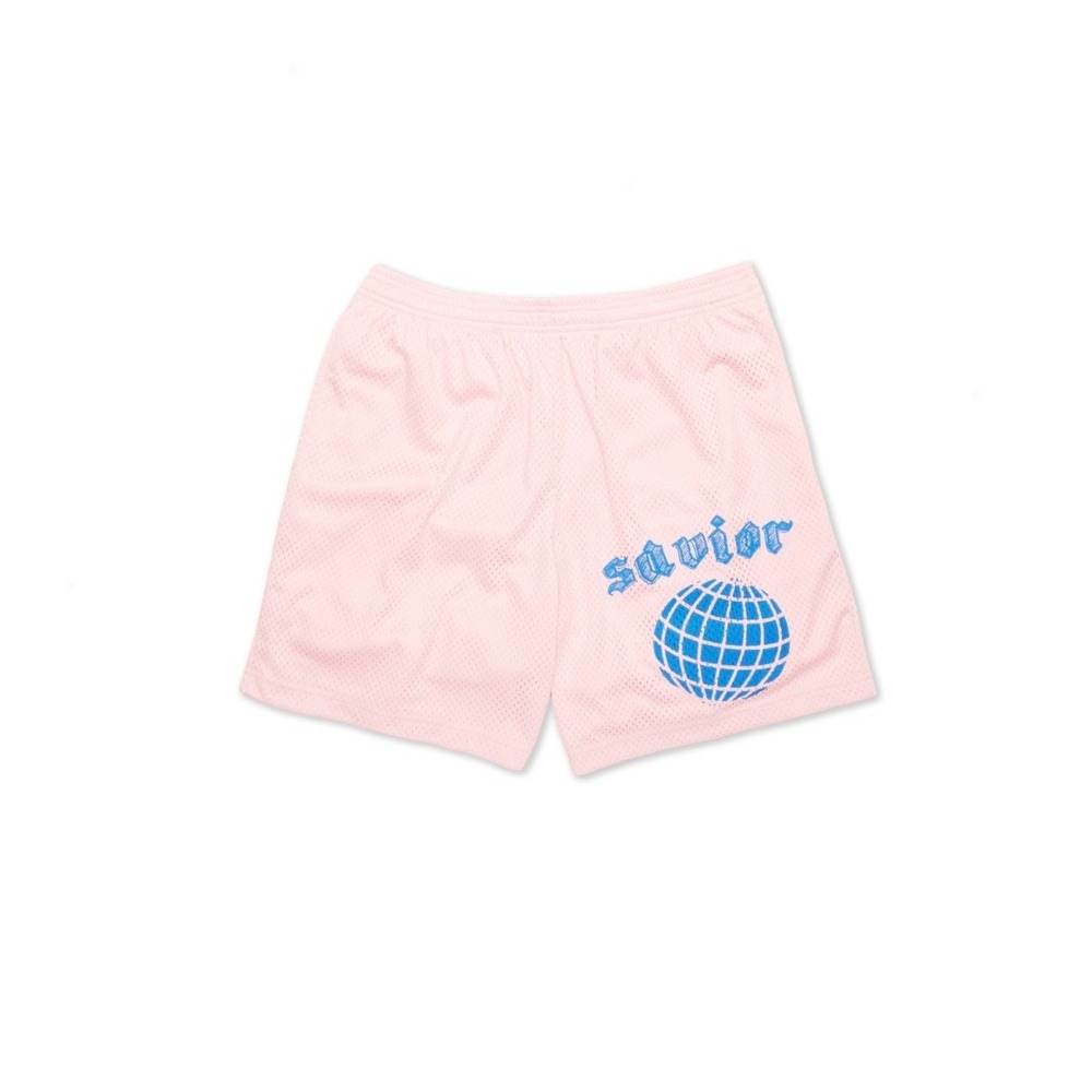 Savior Pink Mesh Athletic Shorts Mens XL Globe Graphic Streetwear Gym Casual